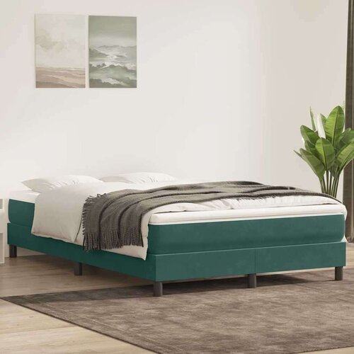 Box spring postelja z vzmetnico temno zelena 160x220 cm žamet, (21790828) Cene