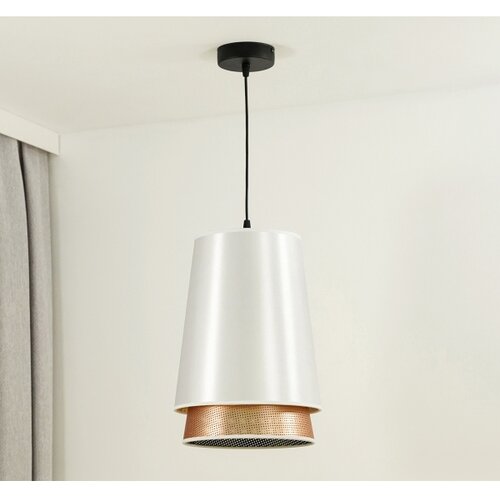  Duolla - Visilica na sajli BELL SHINY 1xE27/15W/230V &amp;Oslash; 25 cm bela/bakrena Slike