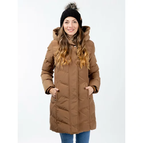 Glano Women's winter quilted jacket - beige
