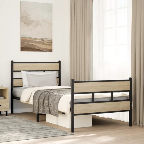  Metalni okvir kreveta bez madraca boja hrasta sonome 107x203 cm Cijene