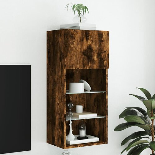 TV ormarić s LED svjetlima boja dimljenog hrasta 40,5x30x90 cm Cene