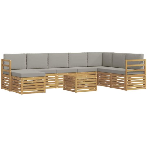  Set vanjskih sofa 9 kom. Bijela i svjetlosiva Poliester Slike