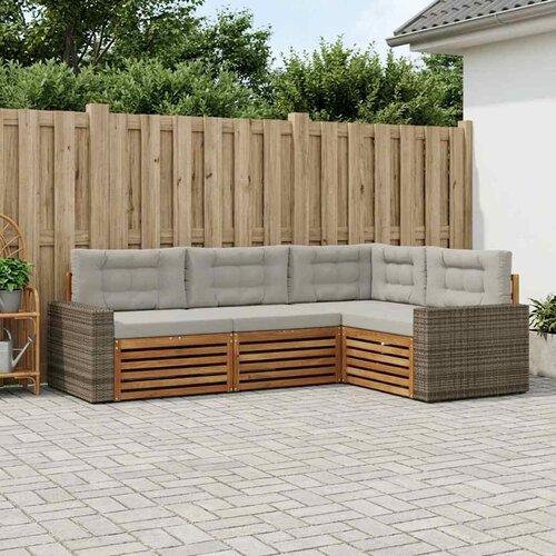  Set vanjskih sofa 4 pcs Prirodna i svjetlosiva Cene