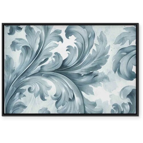  Slika - Stone Baroque Ornaments in Light Shades of Gray-Blue 120x80 U crnom drvenom okviru Cene