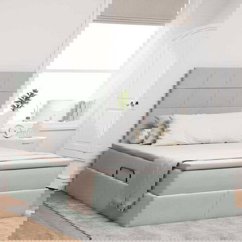 vidaXL Krevet S LED lampica Svijetlo siva 120 x 200 cm Baršun Cijene