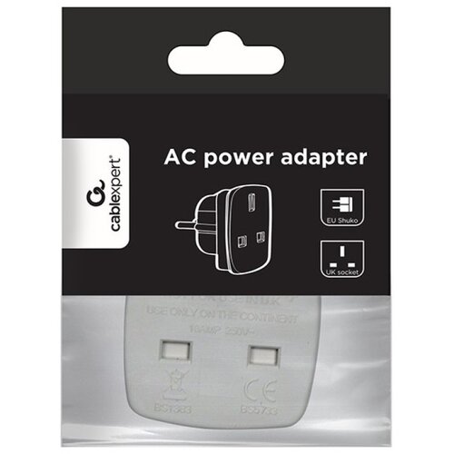 Gembird AC power adapter, UK socket to EU Schuko plug, 7.5 A Slike