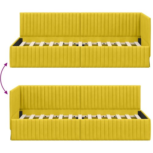  Kutni okvir kreveta s uzglavljem Žuta 80 cm x 200 cm Bar&amp;scaron;un Slike