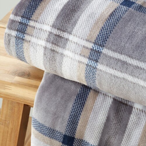 Catherine Lansfield Siva deka od sherpa flisa 130x170 cm Kelso Check &amp;ndash; Slike