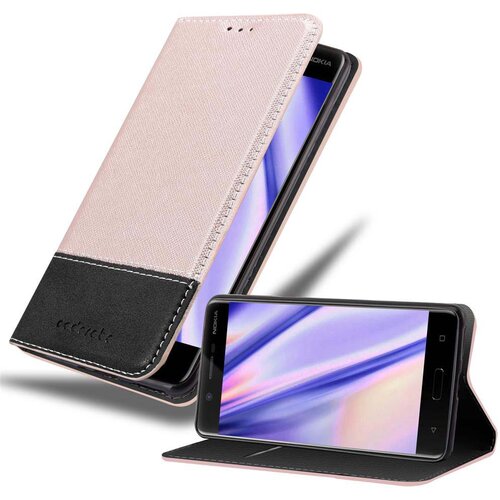 Cadorabo Case, združljiv z Nokia v rose Gold Black - za&scaron;čitni pokrov z magnetnim zapiranjem, stoječo funkcijo in režo za kartico, (20595582) Cene