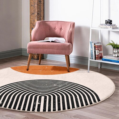 Mila Home Narančasti/krem periv/pogodan za robotski usisavač okrugli tepih &amp;oslash; 100 cm Comfort &amp;ndash; Slike