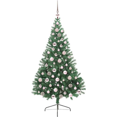 VidaXL Umjetno predsvijetljeno božićno drvce Zelena 180 cm PVC Slike