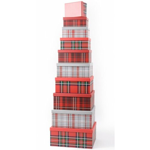  Novogodišnja kutija tartan red grey ( 43529-7 ) Cene