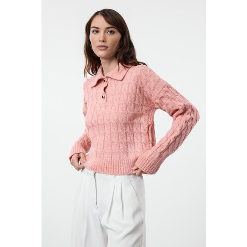 Trendyol Salmon Soft Textured Glittery Knitted Sweater Slike