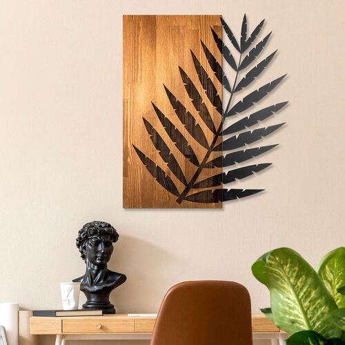 Wallxpert Hoja de Arte -1 - Black, Walnut BlackWalnut Decorative Wooden Wall Accessory Cene