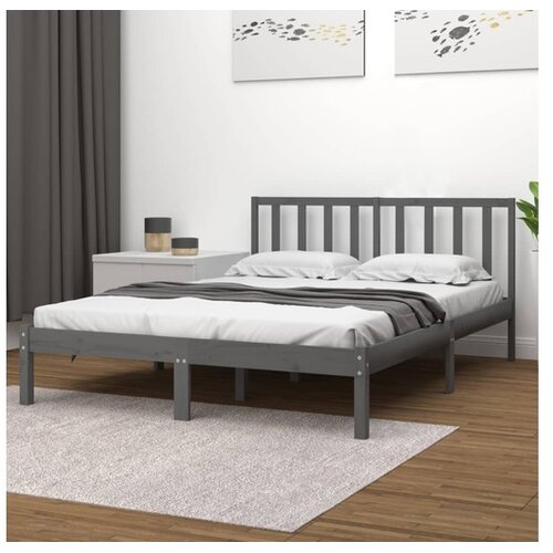  Posteljni okvir siv iz trdne borovine 200x200 cm Cene