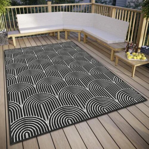Hanse Home Crno-bijeli vanjski tepih 160x230 cm Pangli Black &amp;ndash; Slike