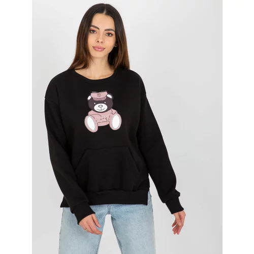 Fashion Hunters Women's sweatshirt with teddy bear - black