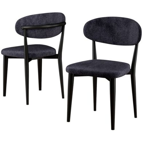 Hanah home set trpezarijskih stolica Onex 6 kom, antracit bukle tkanina, crne drvene noge Slike