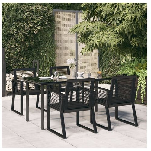  5-dijelni vrtni blagovaonski set od PVC ratana crni Cene