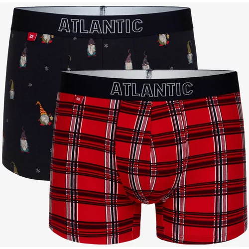 Atlantic Men's Boxer Shorts 2Pack - Dark Blue/Red