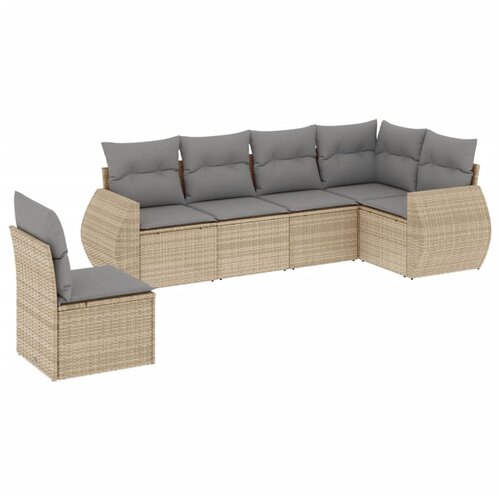  6-dijelni set vrtnih sofa s jastucima bež od poliratana 70 x 62 x 69 cm Slike