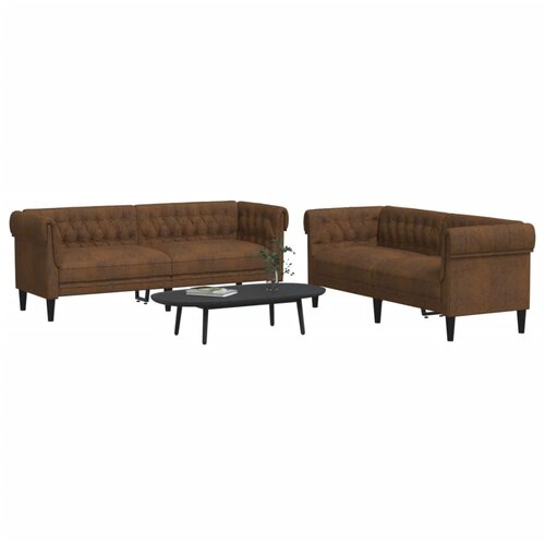  2-dijelni set sofa smeđi od tkanine Cene