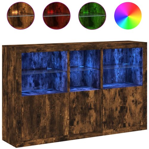 Maison Chic Komoda - Predalnik z LED lučkami dimljen hrast 162x37x100 cm, (21719410) Cene