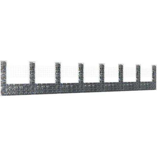 vidaXL gabionska ko&scaron;ara u-oblika s 8 stupova 860x20x150 cm željezna Cijene