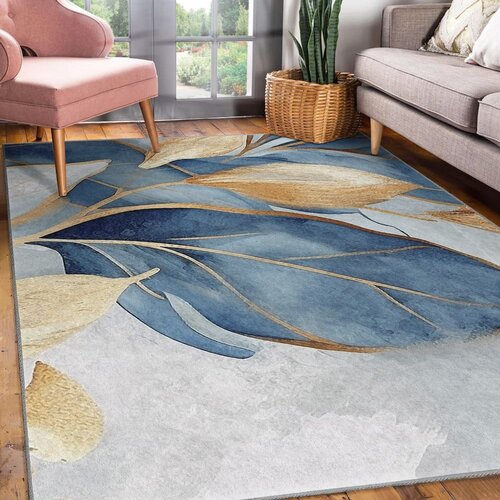 Mila Home moder/zlat pralen tekač 80x200 cm golden leaves &amp;ndash; Slike