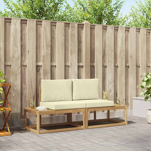  Set vanjskih sofa s jastukom 2 pcs Bijela i krem Poliester Cijene