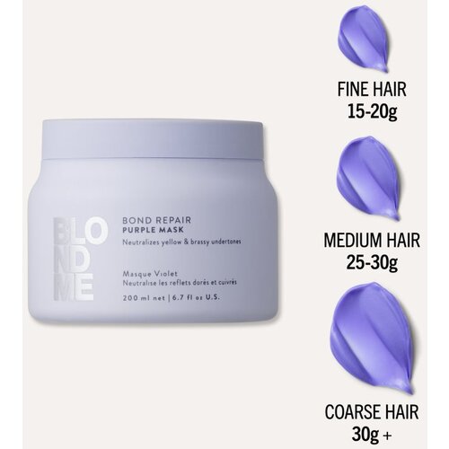 Schwarzkopf Professional Blondme Bond Repair Purple Mask maska za kosu neutralizirajući žuti tonovi 200 ml Slike