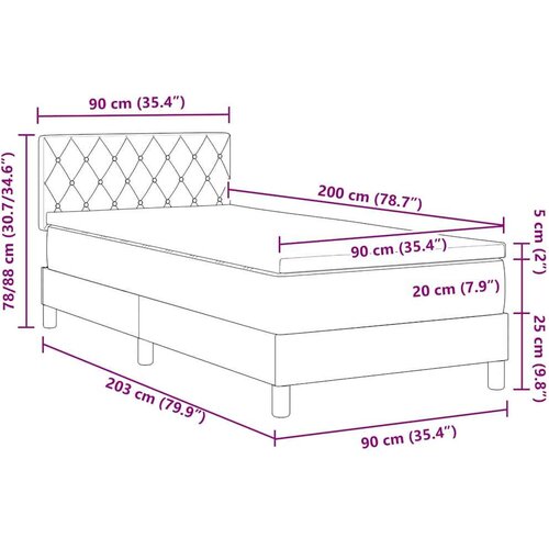 Box Spring Krevet s Madracem &amp;amp;amp LED Tamno Siva 90x200 cm Bar&amp;scaron;un Slike
