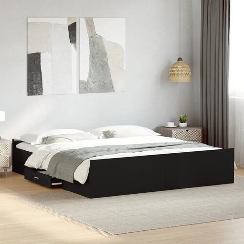 Furnova Posteljni okvir s predali črn 180x200 cm inženirski les, (21941793) Slike