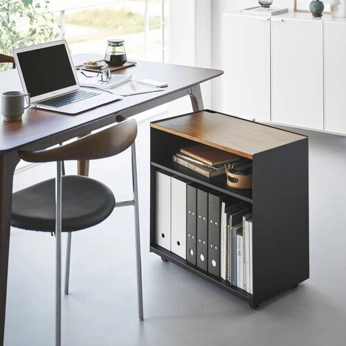YAMAZAKI Crni metalni regal na kotačima 60x59x35 cm Tower &amp;ndash; Slike