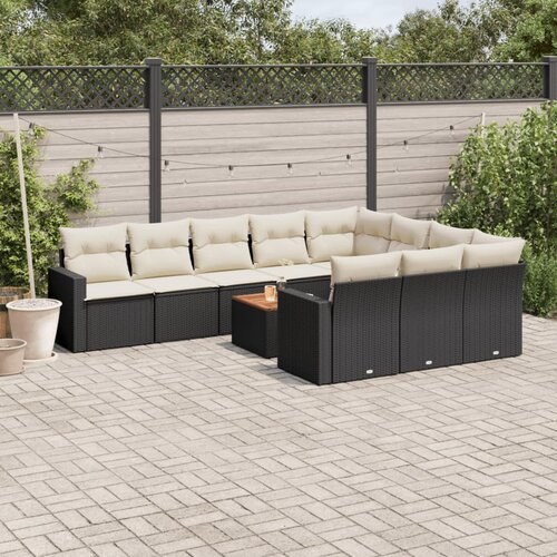  11-dijelni set vrtnih sofa od poliratana s jastucima crni Crna 66 x 62 x 69 cm Cene