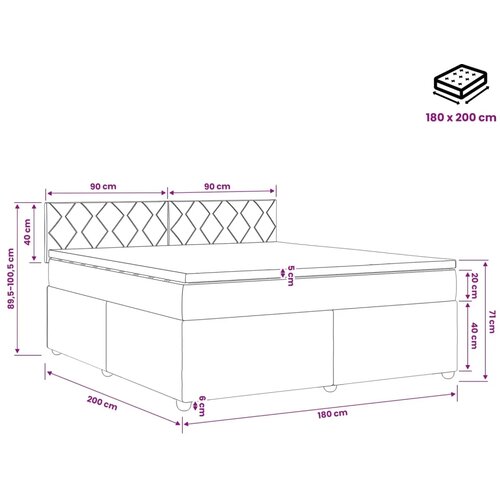  Boxspring krevet s madracem Crna 180 x 200 cm Tkanina - Crna 180 x 200 cm Dizajn s rombovima Cijene