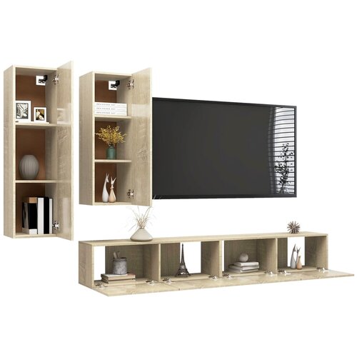  4-dijelni set TV ormarića boja hrasta sonome konstruirano drvo Slike