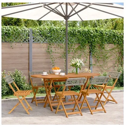 vidaXL Zložljivi vrtni stoli 6 kosov siv poli ratan in trden les