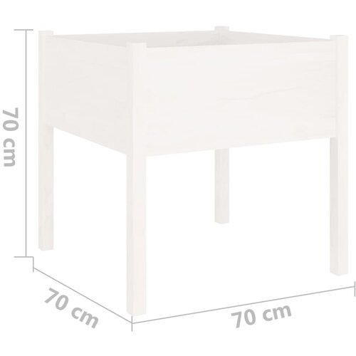  Vrtne sadilice 2 kom bijele 70 x 70 x 70 cm od masivne borovine Slike