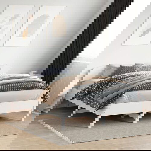  The Living Store Posteljni okvir brez vzmetnice bel 160x200 cm trdna borovina - Posteljni Okvir, (21500018) Slike
