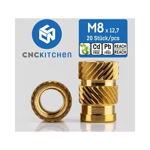 CNC Kitchen Threaded Inserts M8 Standard, M8 x 12.7 (20 pcs) Cene