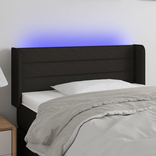 VidaXL LED posteljno vzglavje črno 93x16x78/88 cm blago Slike