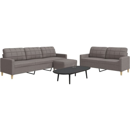  3-dijelni set sofa s tabureom smeđesivi od tkanine Cene