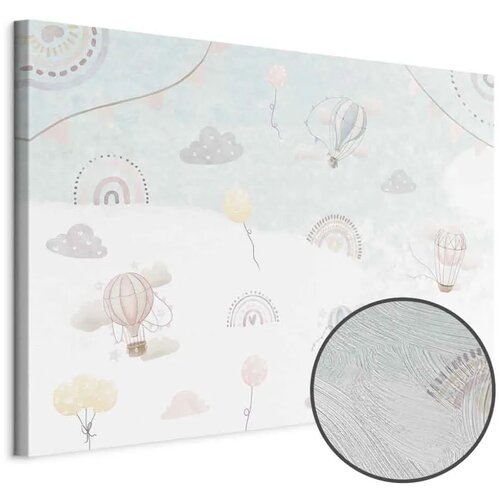  Slika - Sky with Balloons - Balloons in Subdued Colors Flying in the Sky Among Clouds Rainbows and Stars 90x60 Premium Print Cene