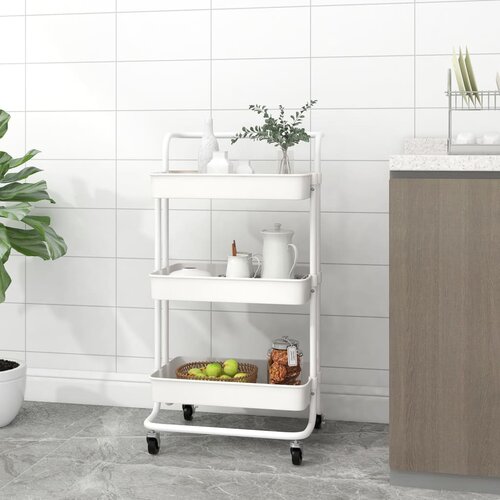 vidaXL Kuhinjska kolica s 3 razine bijela 42x25x83,5 cm željezo i ABS Cijene
