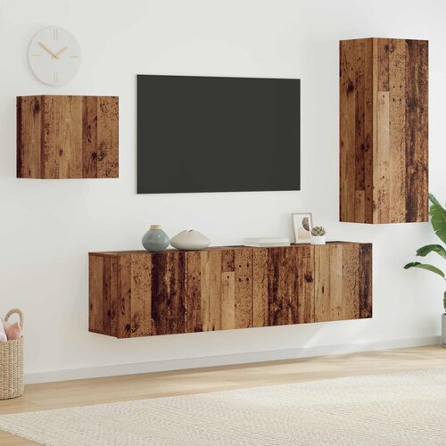 vidaXL TV omarica Namestitev na steno 4 pcs Star les Konstruiran les Cene