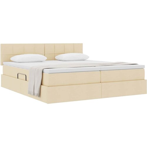  Krevet s od storage s madracem Krema 180 x 200 cm Lažna koža Slike