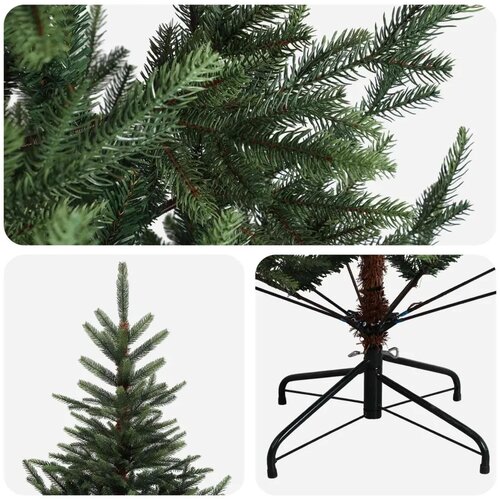  Umjetno božićno drvce s nogom 210 cm PVC i metal Zelena - Zelena 210 cm bez LED svjetala Slike