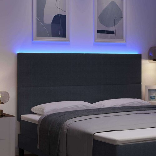  LED glava kreveta S LED lampica Tamno siva 180 cm Poliester Slike