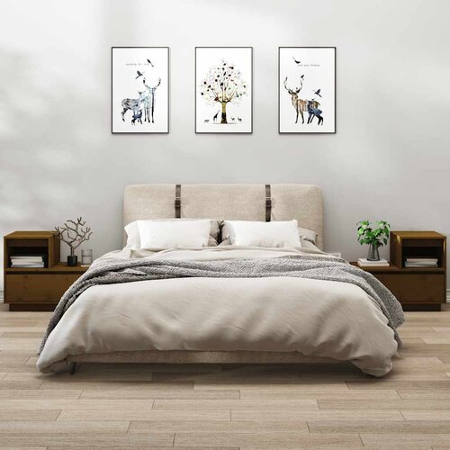  Noćni ormarići 2 kom boja meda 60x34x51 cm od borovine Cijene